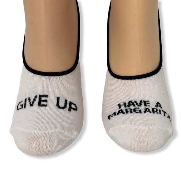 ❣️3/$15❣️ “GIVE UP/HAVE A MARGARITA” No Show Sock - Picture 3 of 5